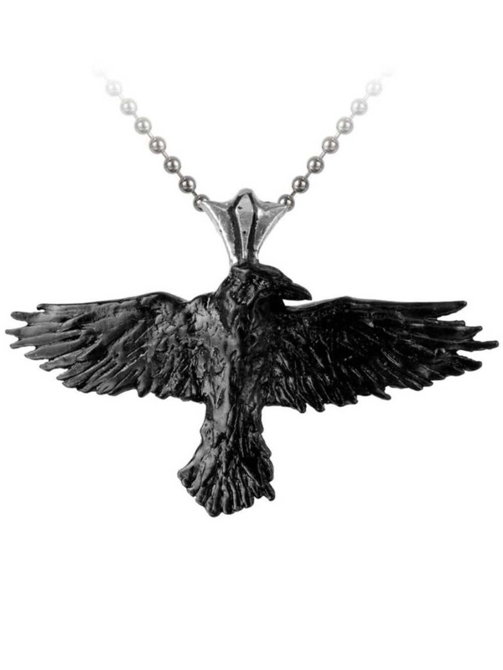 Alchemy Gothic Black Raven Pendant Ball Chain Necklace NWT